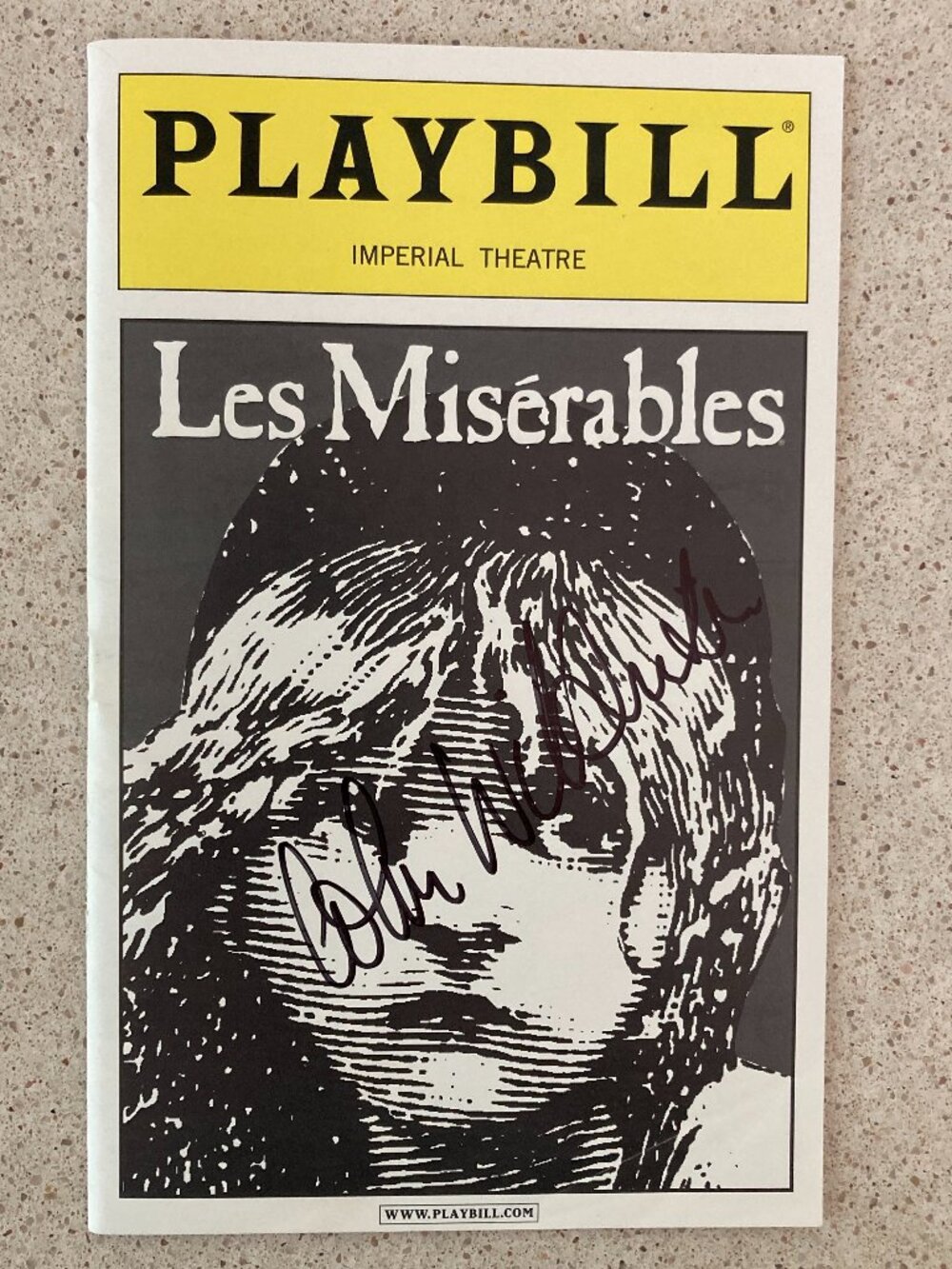 Colm Wilkinson Signed Playbill Les Miserables Performance # 6138 January 25 2001
